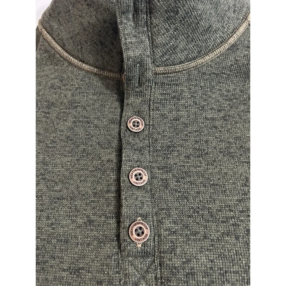 Weatherproof‎ Vintage Men's Fleece Henley Pullover Gray 3‑Button Size Large